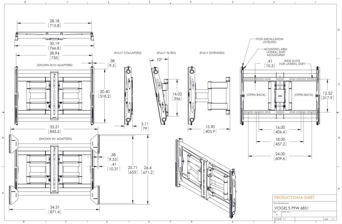 Suport TV perete Vogels  PFW6851 42"-100" (106cm-250cm) max 80 kg
