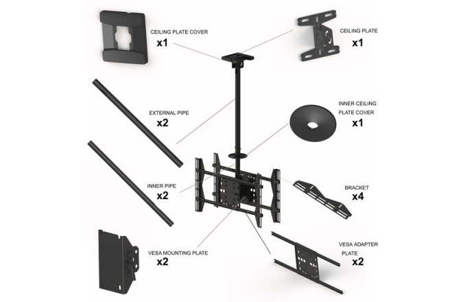 Suport TV tavan dublu Multibrackets  MB-5491 2 x 42"-70" reglabil 832 -3000 mm