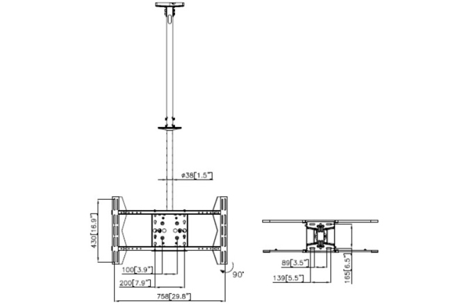 Suport TV tavan dublu Multibrackets  MB-5491 2 x 42"-70" reglabil 832 -3000 mm