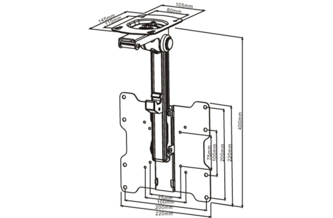 Suport TV tavan  Multibrackets MB-0346, Flip 90 grade diagonala 15''-37'' ( 32- 93 cm)