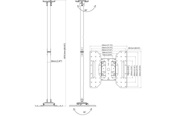 Suport TV tavan  Multibrackets MB-5919 reglabil 580-1550mm 32-65" 