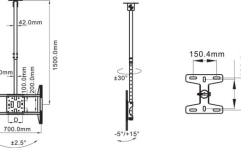 Suport TV tavan Multibrackets Single 1500 MB-5484 diagonala 42"-75" reglabil 