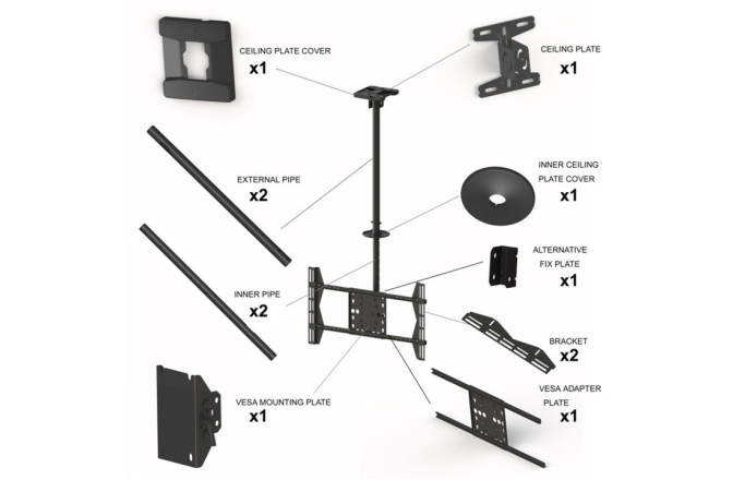 Suport TV tavan Multibrackets Single 1500 MB-5484 diagonala 42"-75" reglabil 