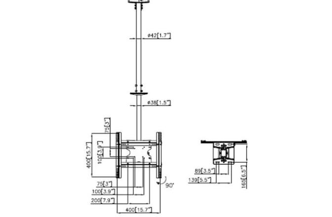 Suport TV tavan  Multibrackets Single 3000 MB-5460 diagonala 32-65" reglabil 860-3130 mm