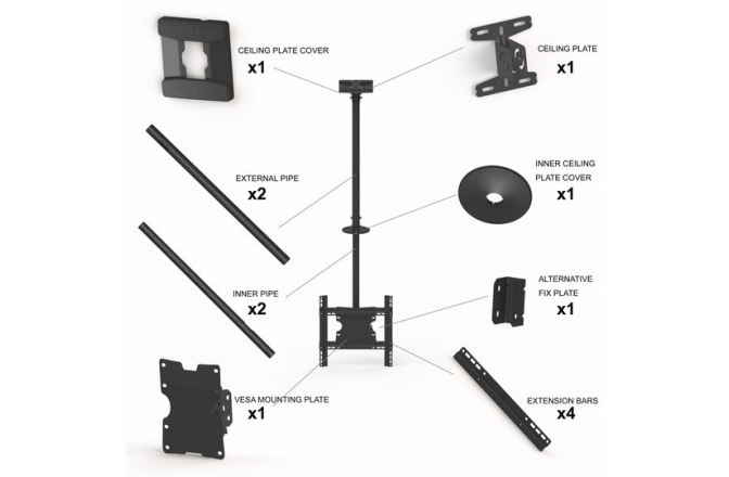 Suport TV tavan  Multibrackets Single 3000 MB-5460 diagonala 32-65" reglabil 860-3130 mm