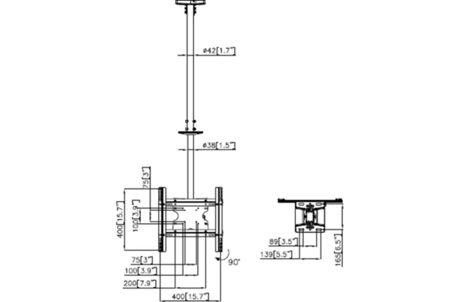 Suport TV tavan  Multibrackets Single 3000 MB-5460 diagonala 32-65" reglabil 860-3130 mm
