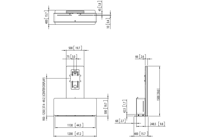 Suport TV Vogels PVF4112, un ecran 55''-90''/ doua ecrane de pana la 65'', silver