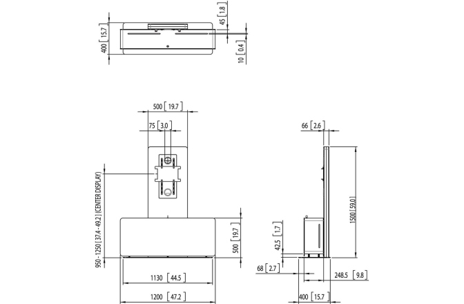 Suport TV Vogels PVF4112, un ecran 55''-90''/ doua ecrane de pana la 65'', silver