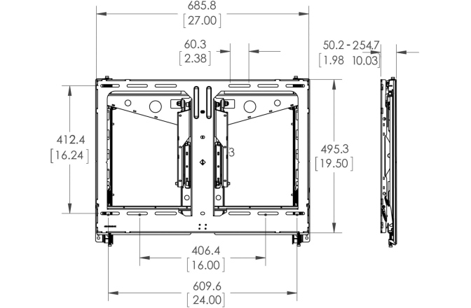 Suport video-wall  Vogels PFW6880, cu modul pop-out, pentru diagonale intre 37''-65''(94-165cm), max. 45,5 kg