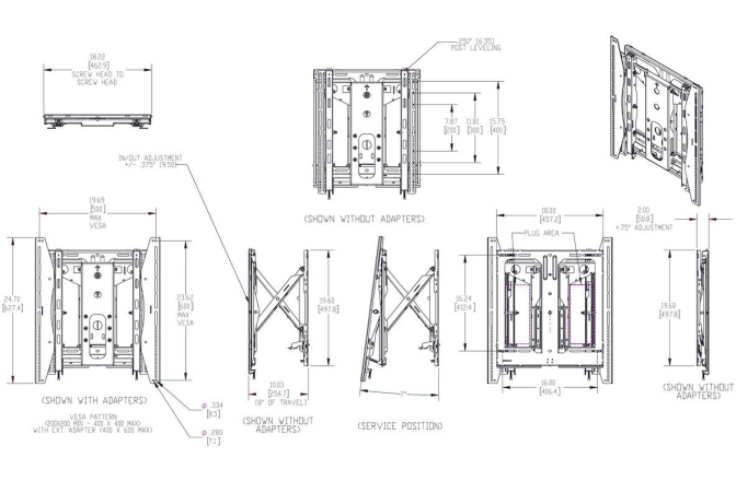 Suport video-wall  Vogels PFW6885, cu modul pop-out, portret, pentru diagonale intre 37''-65''(94-165cm), max. 45,5 kg