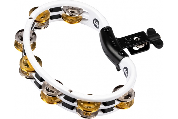 Traditional Mountable ABS Series Molded ABS Tambourine - White/Mixed Jingles