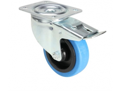 Braked Swivel Castor Wheel Blue 100mm