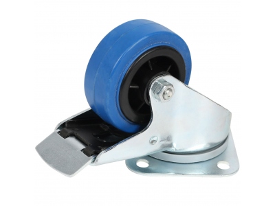 Braked Swivel Castor Wheel Blue 80mm