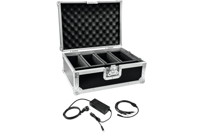 Toc de transport Eurolite Set Flightcase 4x AKKU Flat Light 1 + Ladegerät