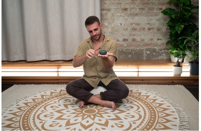 Tongue Drum de buzunar Meinl Sonic Energy 3'' Pocket Steel Tongue Drum, A Major, 6 notes, 440 Hz, Dark Green, Germ of Life