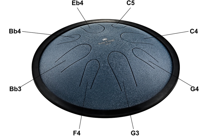 Tongue Drum Do minor Meinl Sonic Energy 10'' Compact Steel Tongue Drum, C Minor, 8 Notes, 432 Hz, Navy Blue