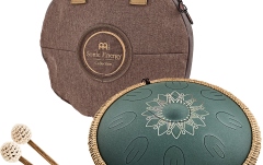 Tongue Drum F# minor Meinl Sonic Energy 16'' Octave Steel Tongue Drum, F# Minor, 9 Notes, 432 Hz, Dark Green, Engraved floral design