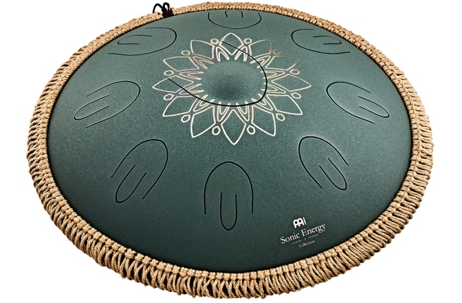 Tongue Drum F# minor Meinl Sonic Energy 16'' Octave Steel Tongue Drum, F# Minor, 9 Notes, 432 Hz, Dark Green, Engraved floral design