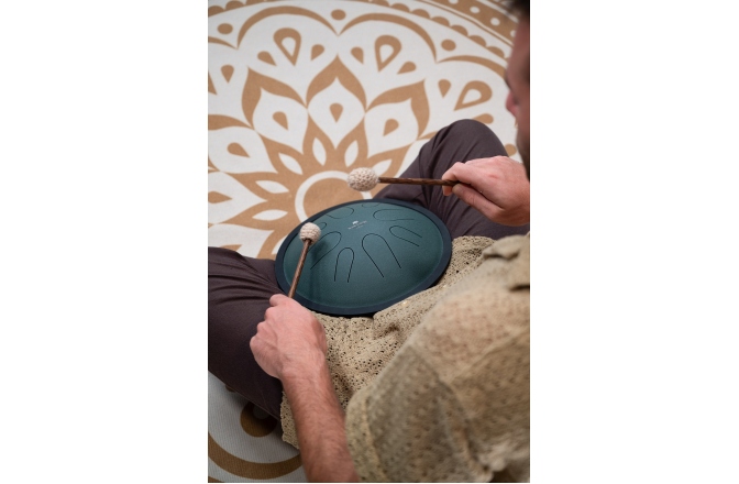 Tongue Drum Si minor Meinl Sonic Energy 10'' Compact Steel Tongue Drum, B Minor, 8 Notes, 432 Hz, Dark Green