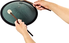 Tongue Drum Si minor Meinl Sonic Energy 10'' Compact Steel Tongue Drum, B Minor, 8 Notes, 432 Hz, Dark Green