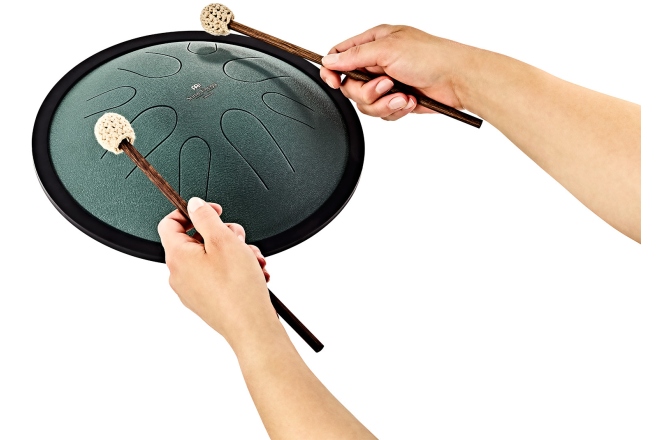 Tongue Drum Si minor Meinl Sonic Energy 10'' Compact Steel Tongue Drum, B Minor, 8 Notes, 432 Hz, Dark Green