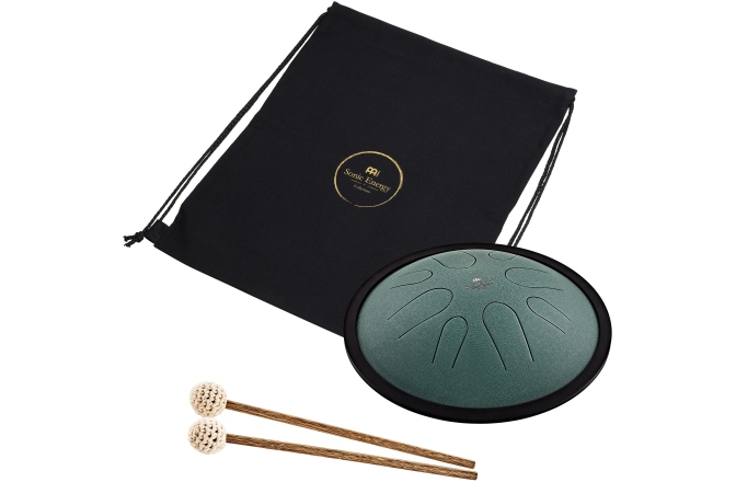 Tongue Drum Si minor Meinl Sonic Energy 10'' Compact Steel Tongue Drum, B Minor, 8 Notes, 432 Hz, Dark Green
