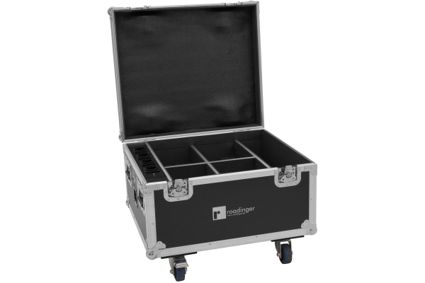 Roadinger Flightcase 4x AKKU IP PAR 7 QCL WDMX with charging function