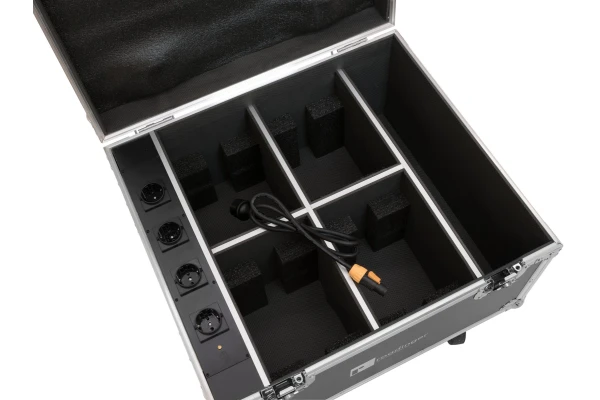 Roadinger Flightcase 4x AKKU IP PAR 7 QCL WDMX with charging function — 4