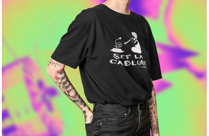 Tricou bumbac Soundcreation Șef la cabluri Negru 5N S