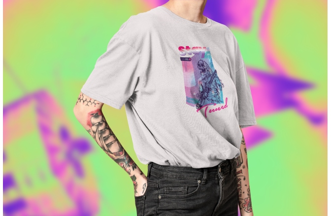 Tricou bumbac Soundcreation Stay Tuned - Rocker Skeleton Alb 9A XL