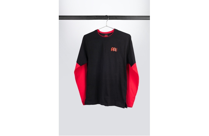 Tricou cu mănecă lungă Meinl Black  longsleeve with red sleeves and logo on left chest and back