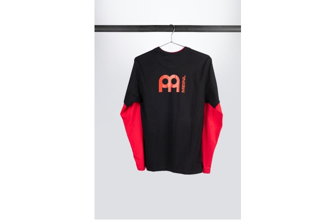 Tricou cu mănecă lungă Meinl Black  longsleeve with red sleeves and logo on left chest and back