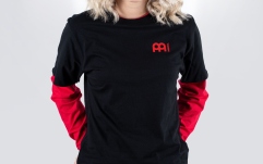 Tricou cu mănecă lungă Meinl Black  longsleeve with red sleeves and logo on left chest and back