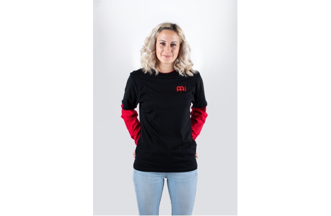 Tricou cu mănecă lungă Meinl Black  longsleeve with red sleeves and logo on left chest and back