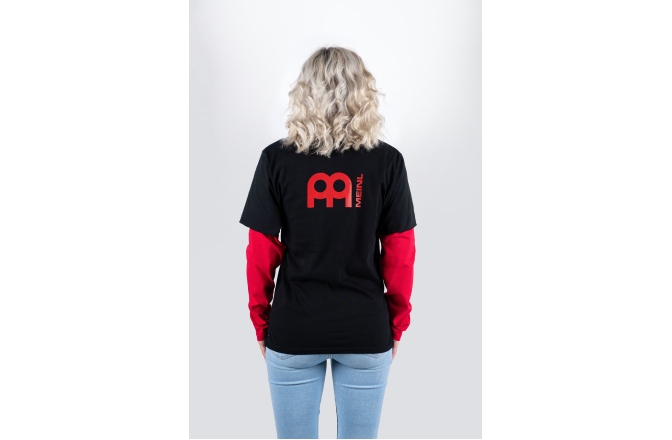 Tricou cu mănecă lungă Meinl Black  longsleeve with red sleeves and logo on left chest and back
