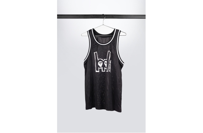 Tricou  Meinl Black  tanktop with imprinted white metal-fork logo on chest