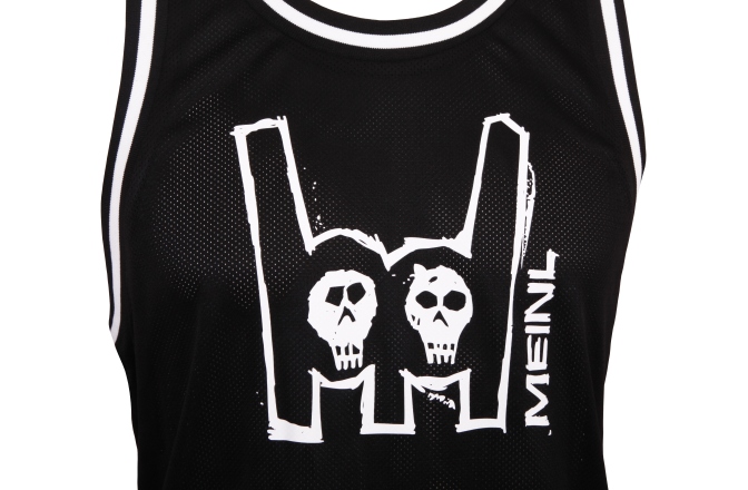 Tricou  Meinl Black  tanktop with imprinted white metal-fork logo on chest