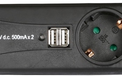 Triplu Ștecher Adam Hall 3-Outlet Power Strip Dual USB 8747 S 3 USB