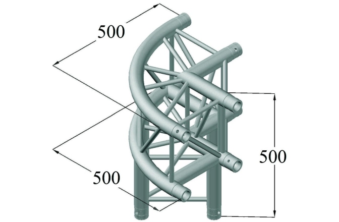 Truss quad tubular Alutruss QUADLOCK 6082C-30R 3-Way Corner 90°