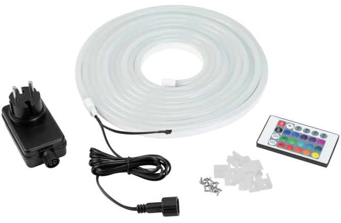 Tub de lumină flexibil cu 360 LED-uri RGB Eurolite LED Neon Flex 24V RGB 5m with IR Set
