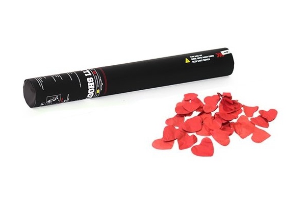 Handheld Confetti Cannon 50cm, red hearts