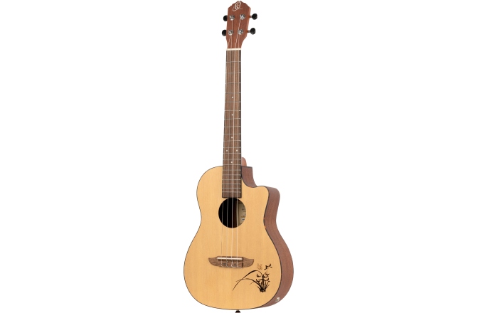 Ukulele bariton  Ortega Bonfire Series/Preamp Bariton Ukulele - Natural Spruce laser engraved