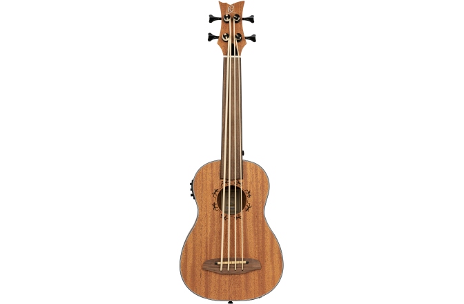 Ukulele bas Ortega Bass Lizard Series inclusive Gigbag Fretless - NT - Natural Mahagony