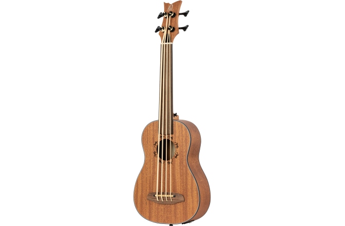 Ukulele bas Ortega Bass Lizard Series inclusive Gigbag Fretless - NT - Natural Mahagony