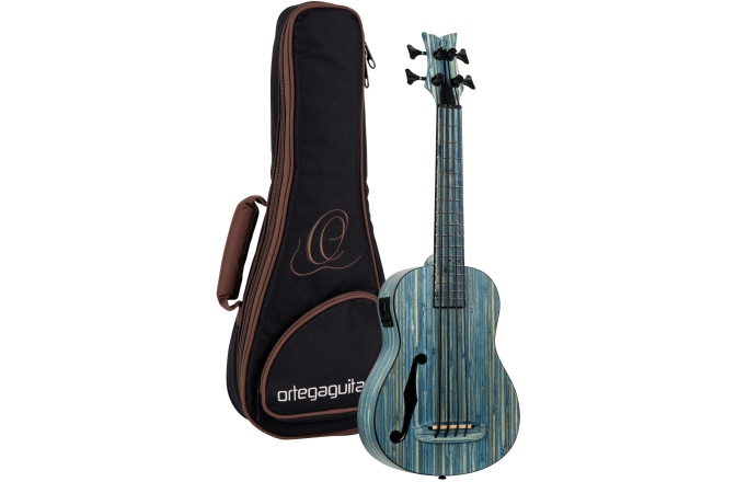 Ukulele Bas Ortega Solid Bamboo Bass Ukulele Jean Stonewashed + Bag