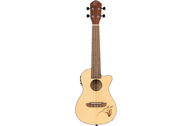 Ukulele concert Ortega Concert Ukulele - Bonfire Series/Preamp - Natural Spruce - laser engraved