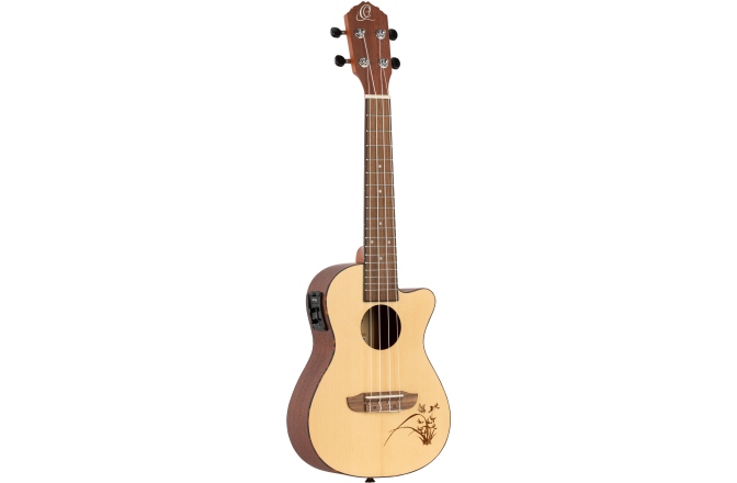 Ukulele concert Ortega Concert Ukulele - Bonfire Series/Preamp - Natural Spruce - laser engraved
