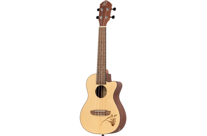 Ukulele concert Ortega Concert Ukulele - Bonfire Series/Preamp - Natural Spruce - laser engraved