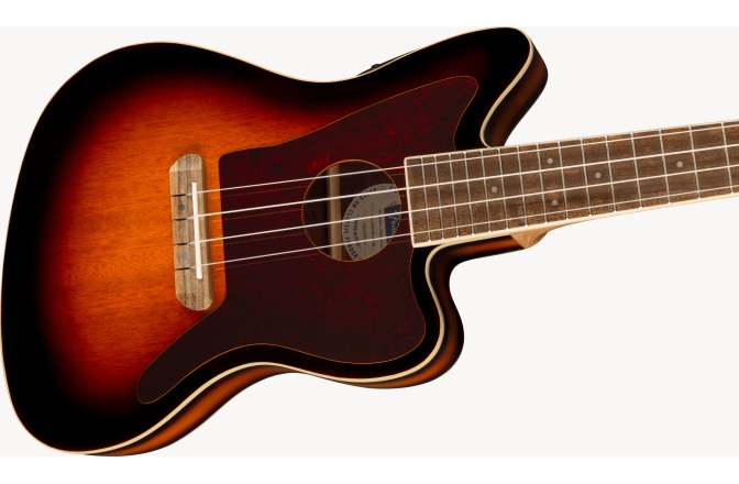 Ukulele electroacustic Fender Fullerton Jazzmaster Uke, Walnut Fingerboard, Tortoiseshell Pickguard, 3-Color Sunburst