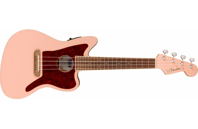 Ukulele electroacustic Fender Fullerton Jazzmaster Uke, Walnut Fingerboard, Tortoiseshell Pickguard, Shell Pink